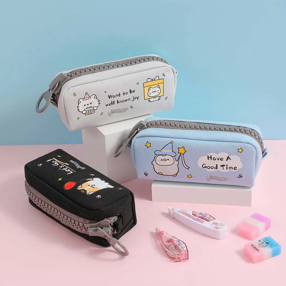 

Stationery Storage Cartoon Canvas Pencil Case Large Capacity Animal Cartoon Canvas Pen Bag Cats Dogs Cartoon Zipper Pencil Pouch