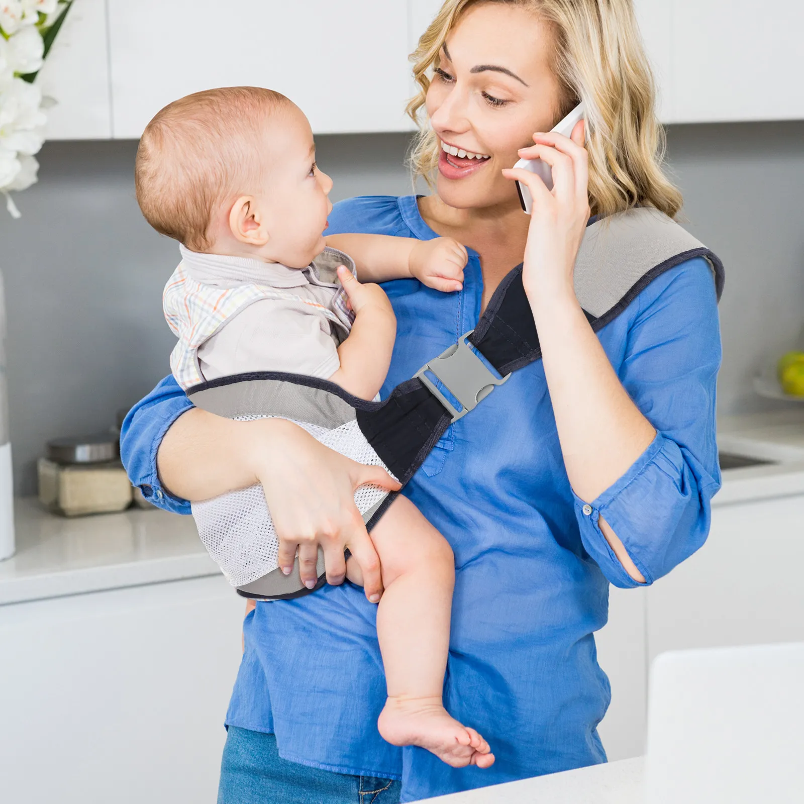 Baby Carrier Newborn Infant Breathable Cotton Hip Seat Carrier Mesh Design Adjustable Baby Wrap for Outdoor Use