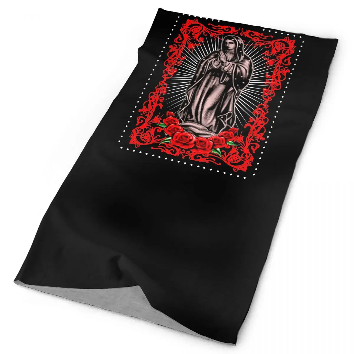 Virgin Maria Mary Guadalupe Catholic Church Day Of Dead Respect God Neck Gaiter Bandana Scarf Face Mask Headwear