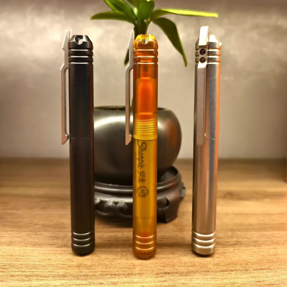 Tactical EDC Pen Ultem Titanium Construction Compatible with American Style Marker Refills, Durable Quick-Dry Ink