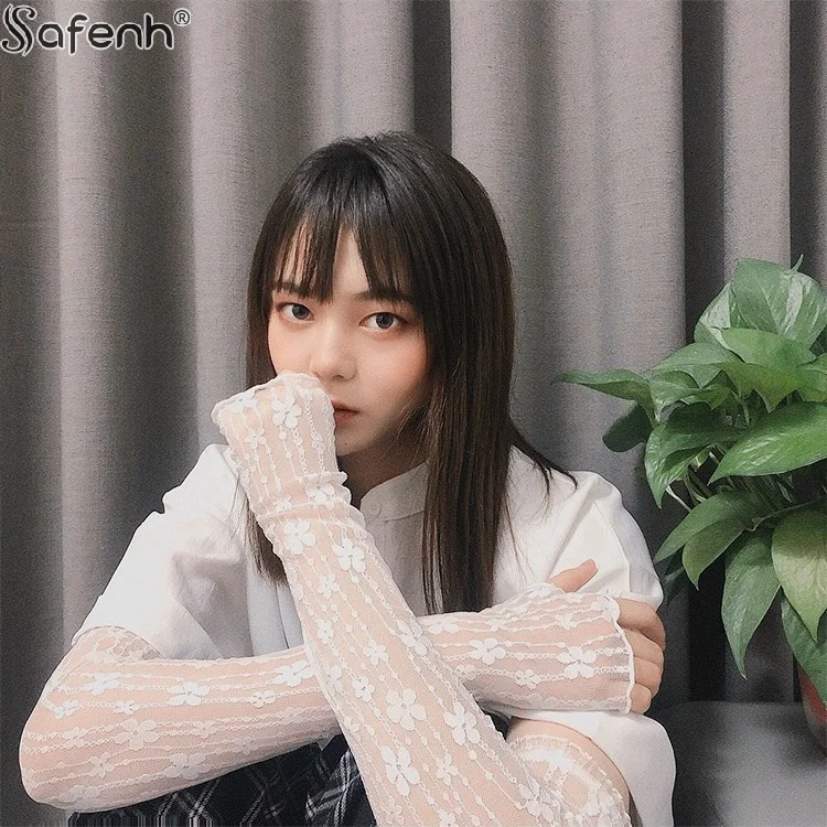 Women Lolita Jk Lace Arm Sleeves Lace Sun Protection SleevesmProtection Summer Cooling Arm Cover With UV Defense For  Cycling