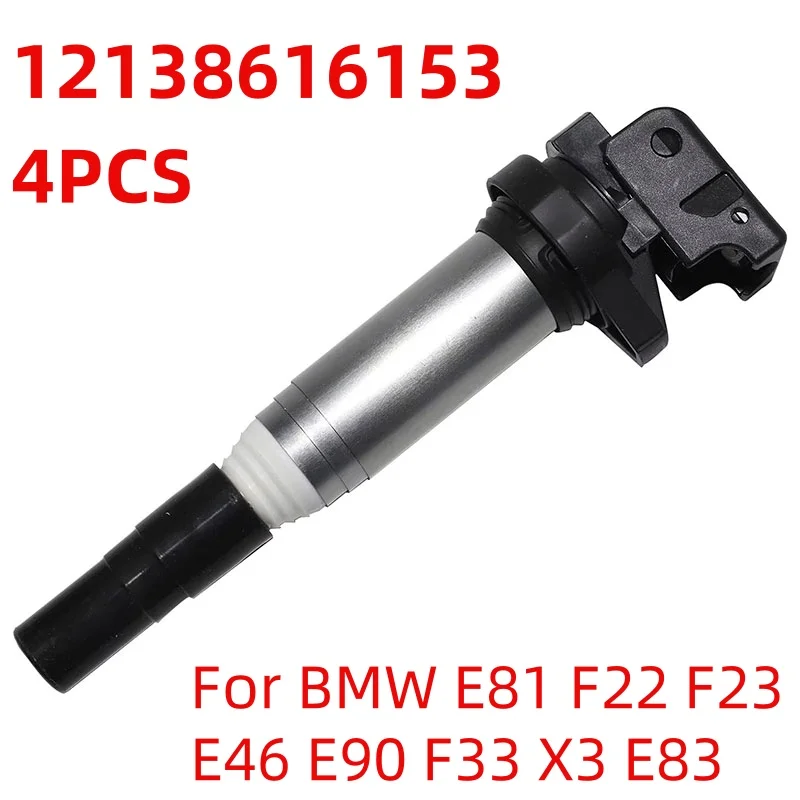 4Pcs 12138616153 Ignition Coil 12137594596 0221504470 12137571643 C1795 C1826 For BMW E81 F22 F23 E46 E90 F33 X3 E83