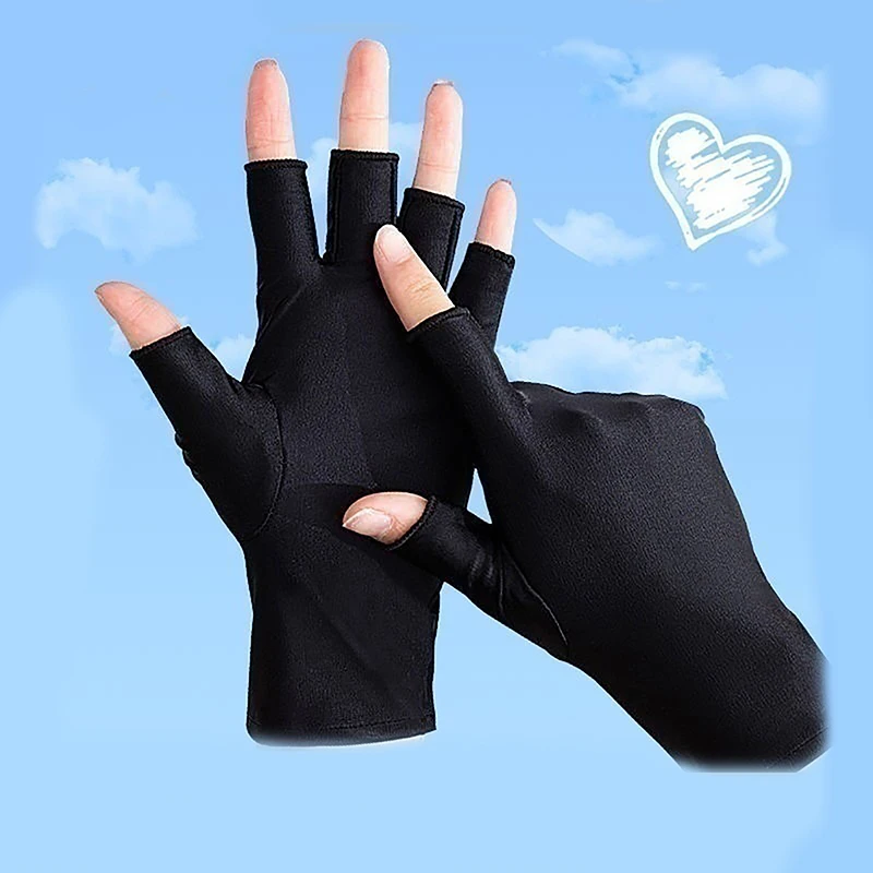 Summer Ice Silk Half Fingers Gloves Women Breathable Thin Fingerless Gloves Outdoor Riding Driving Gloves Sunscreen Mittens