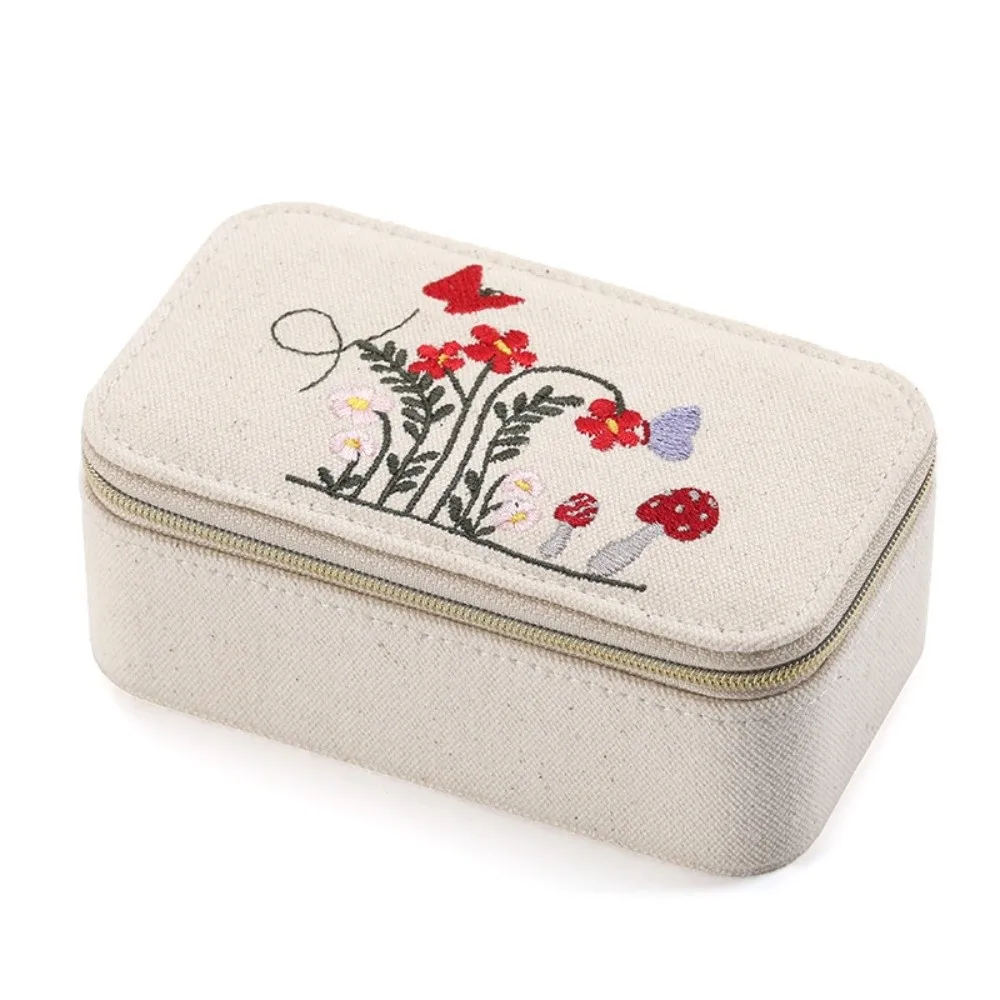 زهرة المطرزة مجوهرات صندوق تخزين المحمولة أقراط صغيرة قلادة خاتم صندوق الضفدع زهرة عرض المجوهرات السفر #2