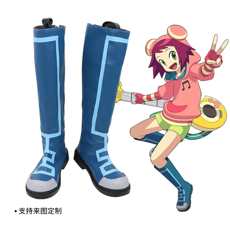 

JP Game Mega Man Knowledge Base Sonia Strumm Hibiki Misora Косплей Костюм Обувь Синие ботинки ручной работы из искусственной кожи
