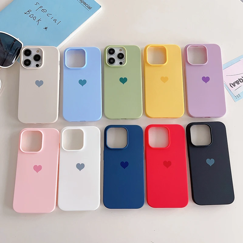 Girl Lovely Love Pattern Matte Silicone Soft Case For iPhone 15 14 Plus 13 12 Mini 11 Pro Max Ultra Thin Candy Color Cover Shell