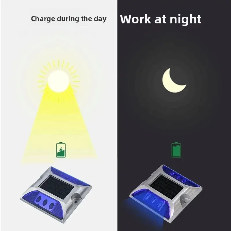 4 Pc Solar Spike Light Profile Label Led Highway Cast Aluminum Ground Buried Light Flash Road Warning Light