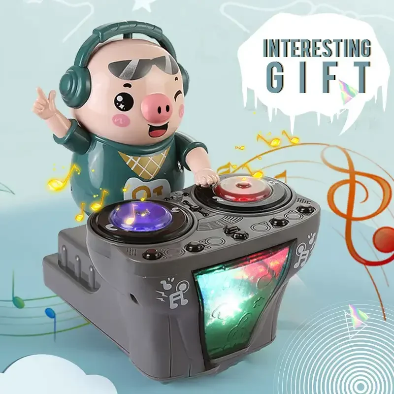 DJ 돼지 DJ 로봇 30 곡 뮤직박스 어린이 조명 장난감, 락 돼지 워들 댄스 전기 인형, 유아 음악 선물, 신제품