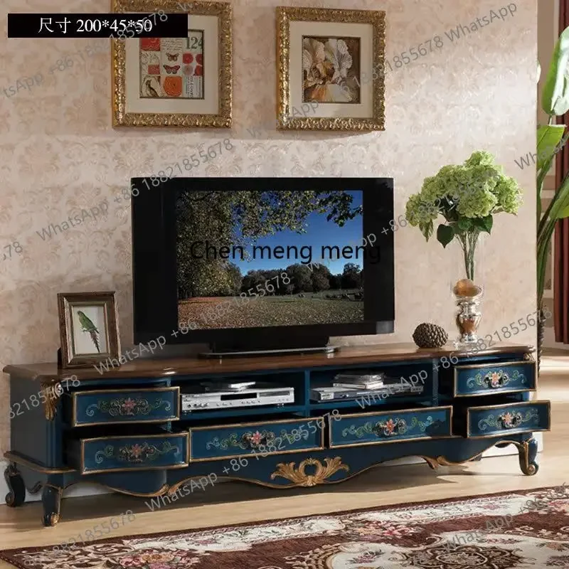 Mueble de TV de Lujo Verde Nórdico, Mueble de Madera Maciza Estrecho de 180 cm para Sala de Estar, Mueble de TV Vintage con Almacenamiento