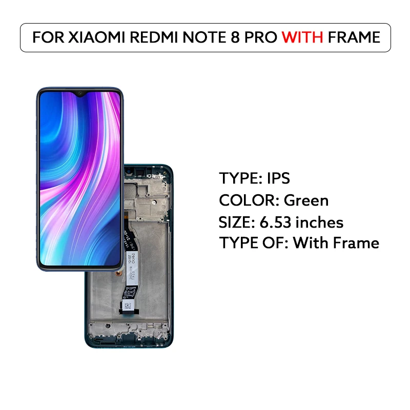 6,53 "LCD voor Xiaomi Redmi Note 8 Pro LCD-scherm met touchscreen en touchscreen 2015105 M1906G7I M1906G7G vervangende onderdelen