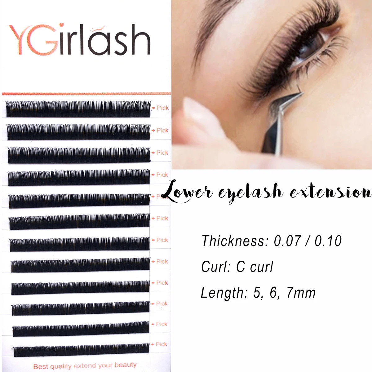 0.07 0.1 Bottom Lower Lashes 5mm 6mm 7mm Short Under Eyelashes Lower Lashes Natural False Individual Eyelash Extension