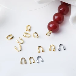 50Pcs Gold Plated Brass 0.8mm Wire Protectors Wire Guard Guardian Protectors Loops for Diy Bracelet Jewelry Making Accessories