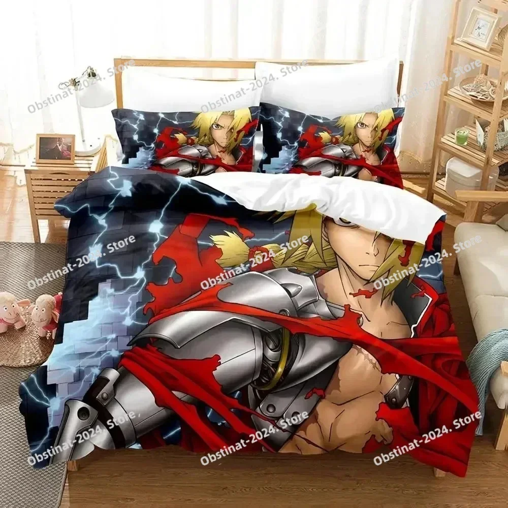 Anime Fullmetal Alchemist Bedding Set Duvet Cover Bed Set Quilt Cover Pillowcase Comforter king Queen Size Boy Adult Bedding Set