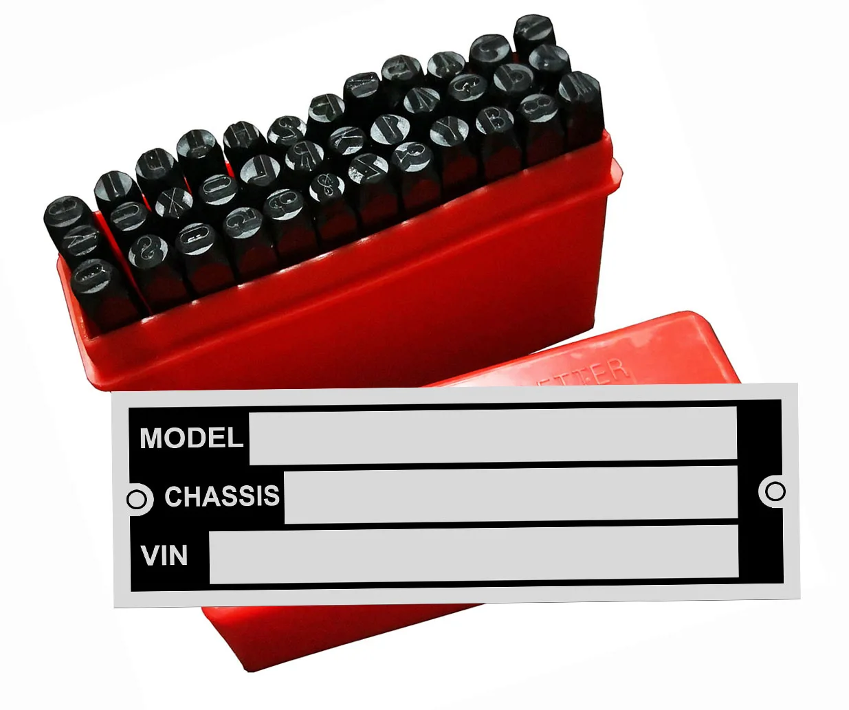 

Пустая пластина для карты передачи данных VIN и вес с набором штампов с номерами и буквами, табличка для знака передачи данных