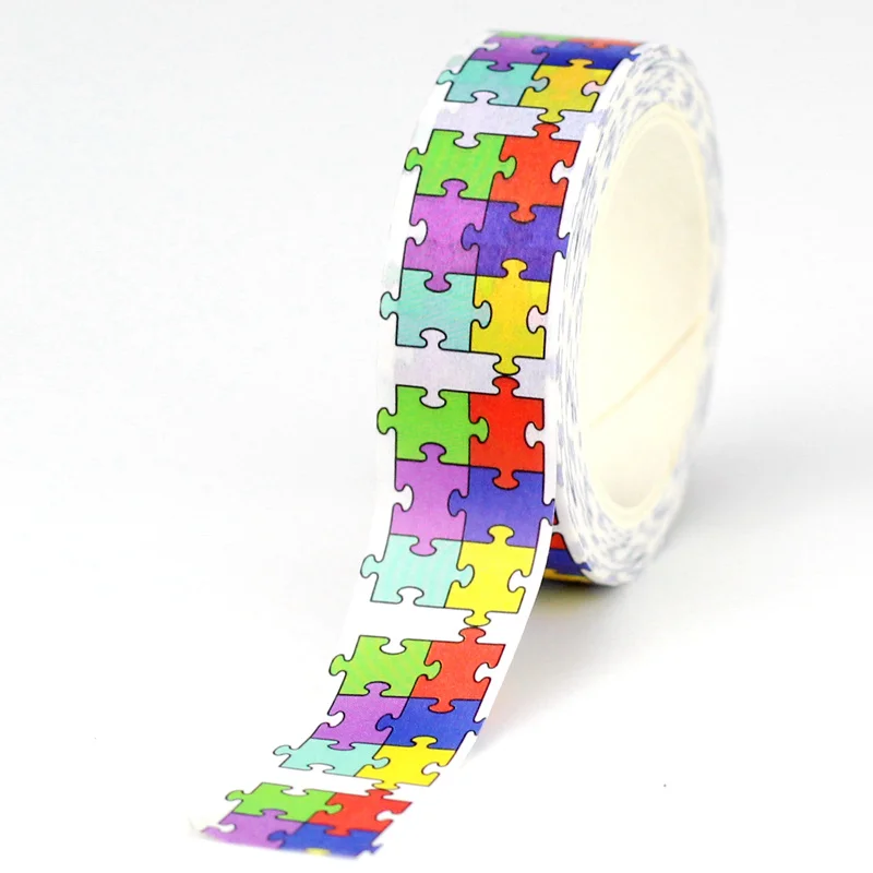 NEW  10pcs Decorative Colorful Puzzle Pieces Autism Awareness Adhesive Masking Washi Tapes Cute Journaling Stationery Supplies