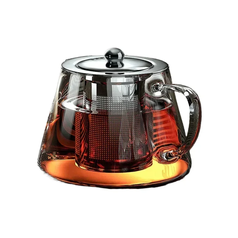 0: Heat Resistant Glass Teapot Stainless Steel Infuser for Kung Fu Tea Flower Kettle and Puer Oolong Pot Tea Brewing Pot