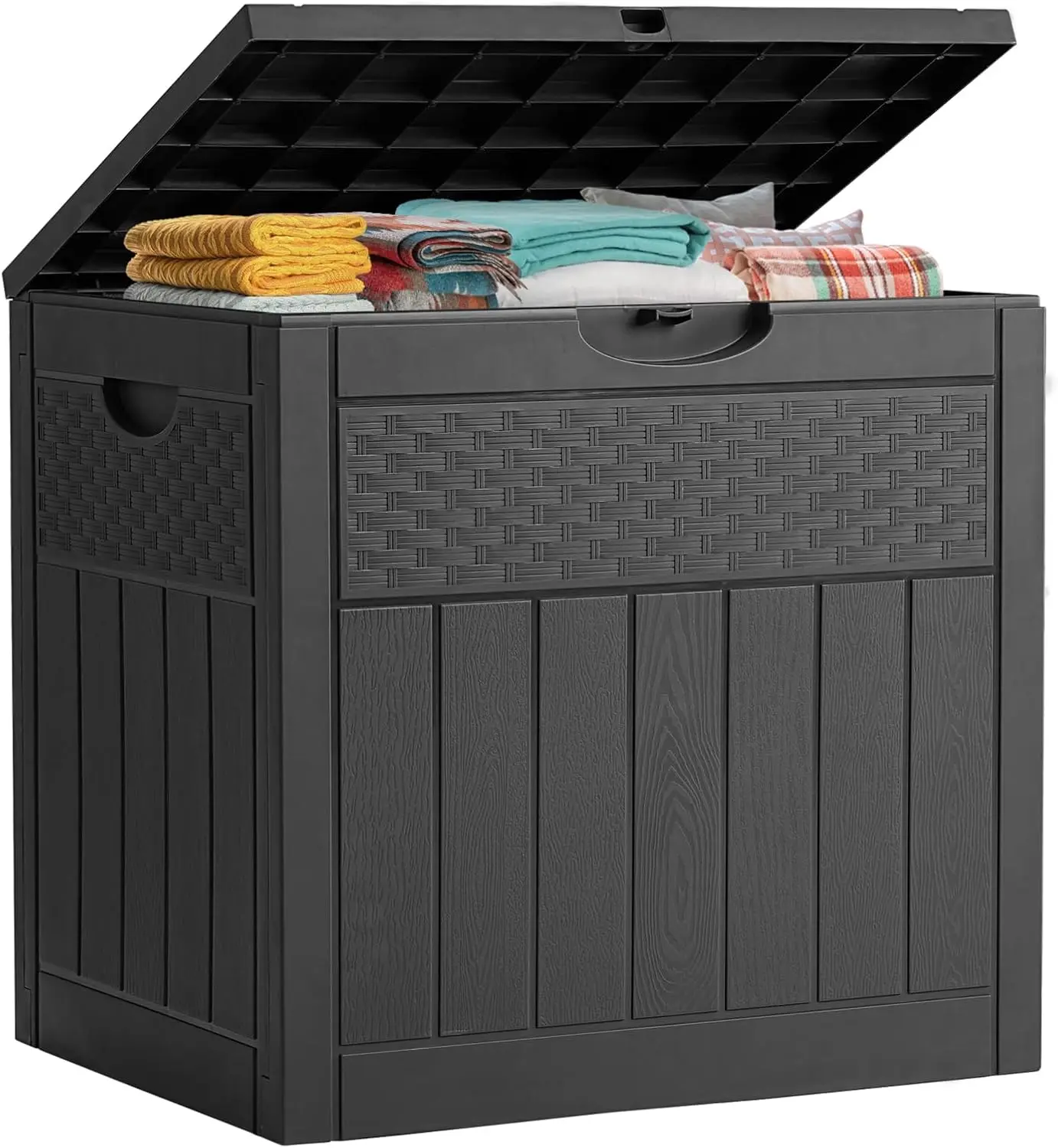 

33 Gallon Resin Deck Box, Weatherproof Outdoor Storage Box for Patio, Garden, Pool, and Yard, Lockable Waterproof Bin for To