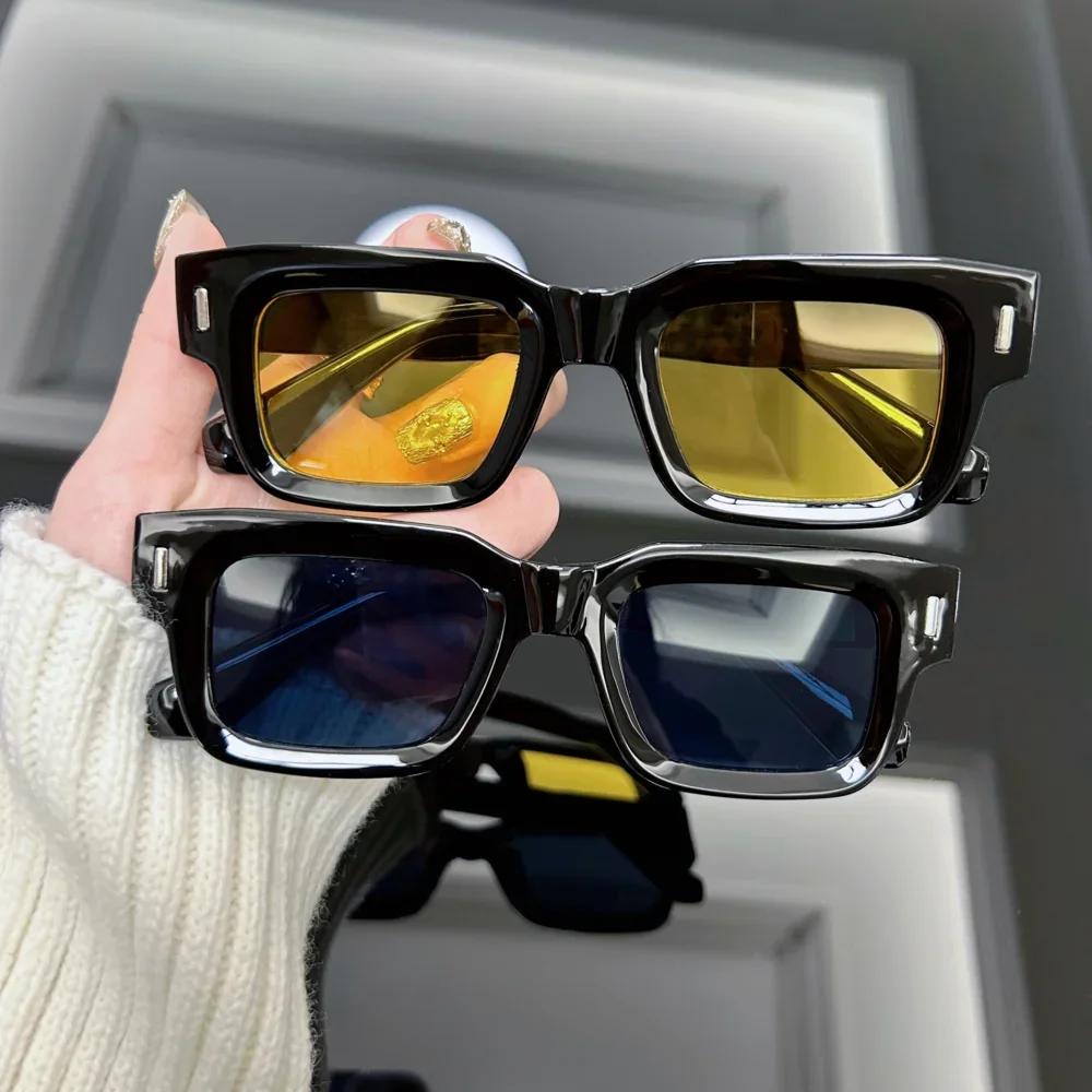 New Fashion Square Sunglasses Men Women Luxury Sun Glasses Male Female Brand Designer Candy Color Mirror Vintage Oculos De Sol