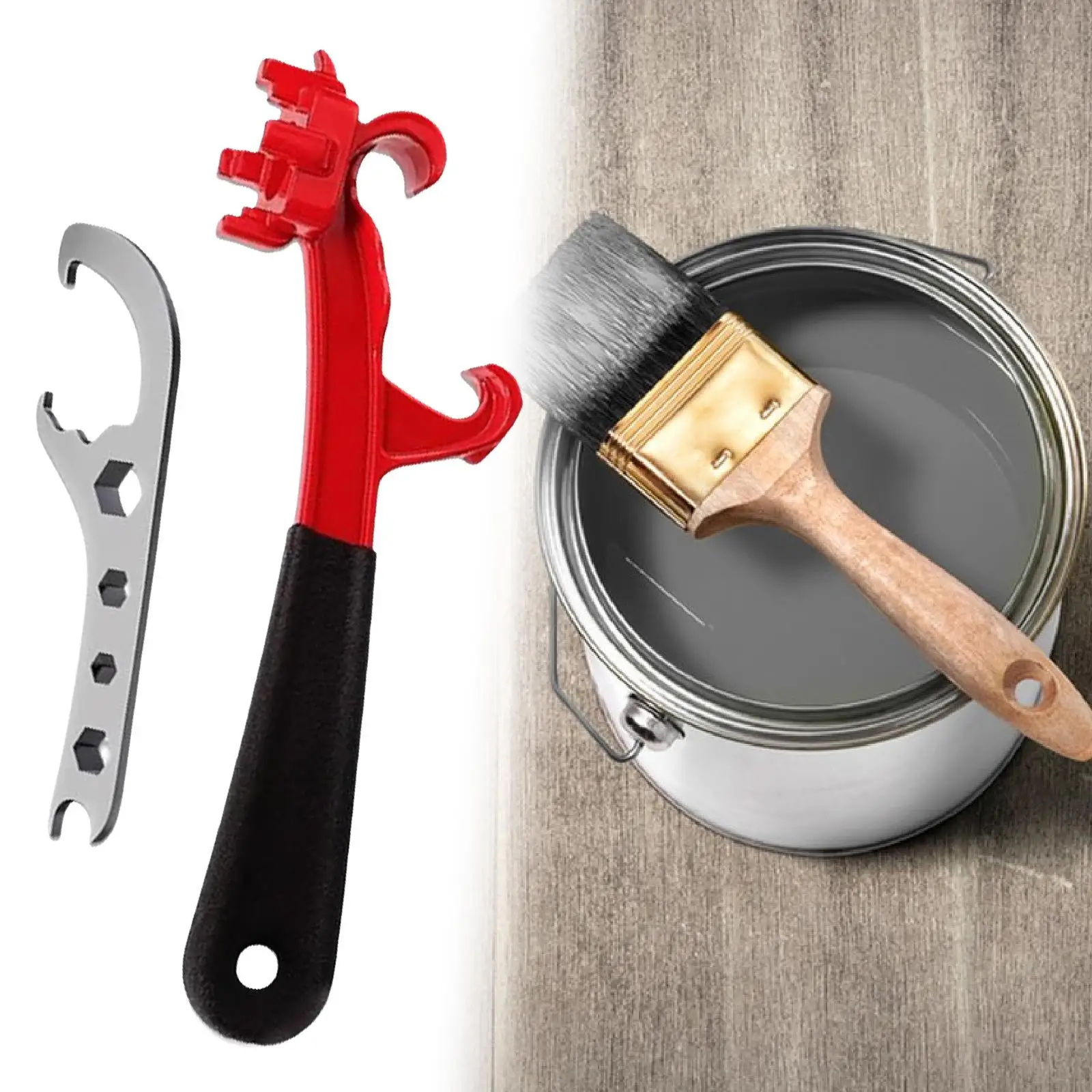 Multifunctional Bucket Lid Opener Non Slip Rubber Handle Professional Wrench Tool for Food Service