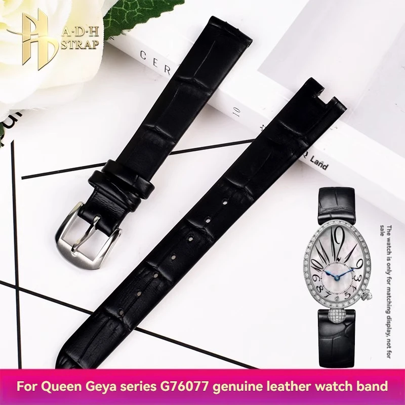 

Вогнутый ремешок для GEYA Queen Series G70677L, кожаный браслет 76077, браслет с насечкой, женский ремешок для часов, черный, красный с инструментами