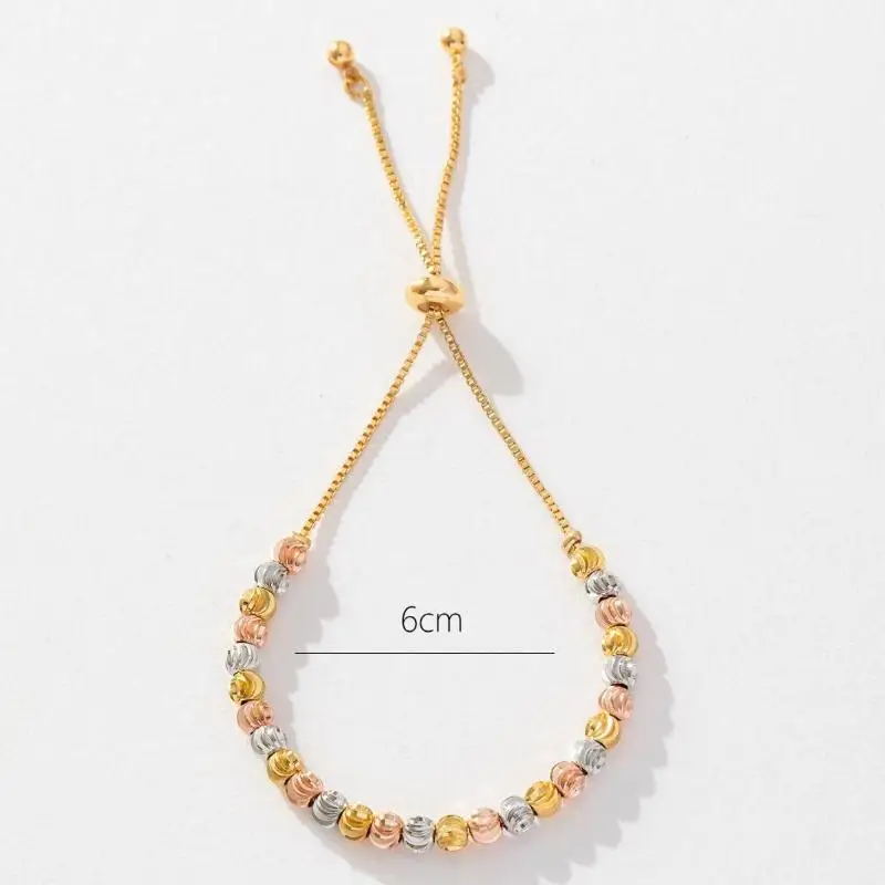 Verstellbares Perlenarmband, vergoldet, anlaufgeschützt, für Damen, für den täglichen Gebrauch und als Geschenk. – Detail 4