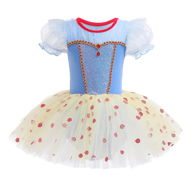 Summer Kids Girl Princess Ballet Tutu Dress Puff Sleeve Sequined Tulle Dance Costume for Halloween Party Stage Performance K2305