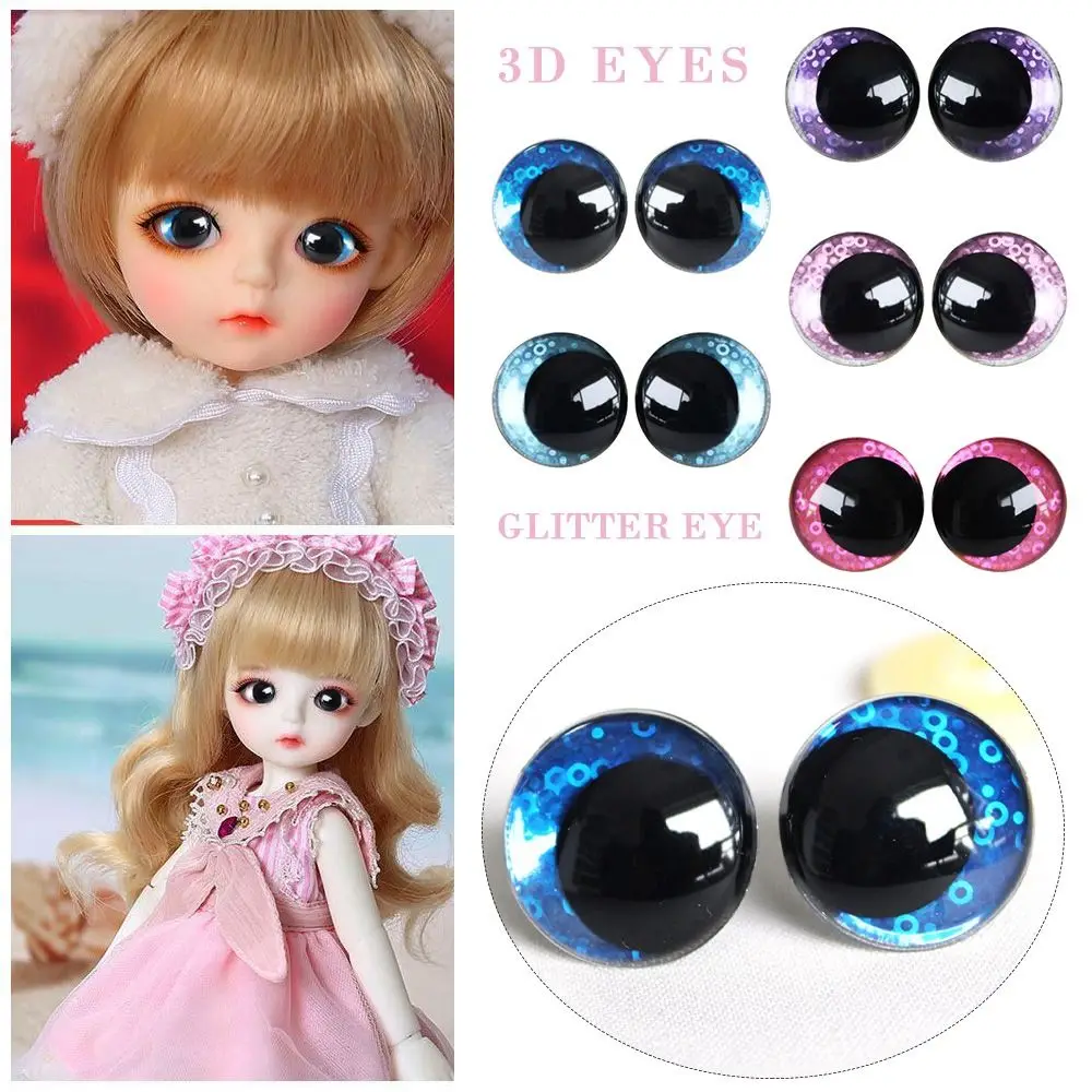 New Design 12mm 3D Eyes 10pairs Round Biased Eyes Sequins Three-dimensional False Eyes Doll