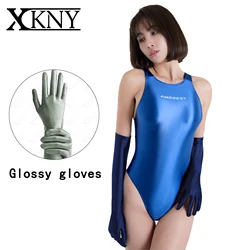 AMORESY Satin silky oil glossy mittens multicolor sexy high elastic gloves party dress shiny high elastic role play dress gloves