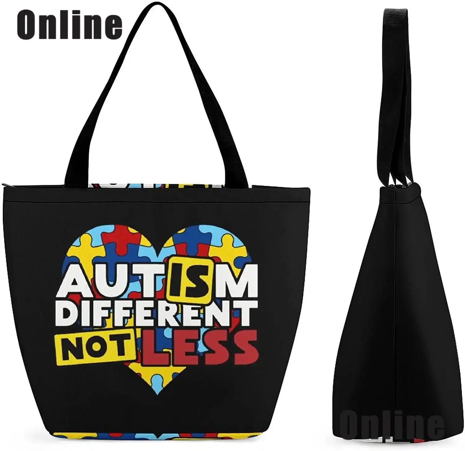 Funny Mama Bear Autism Awareness Large Tote Bag Fashion Beach Handbags Reusable Eco-Friendly Grocery Shopping Bag