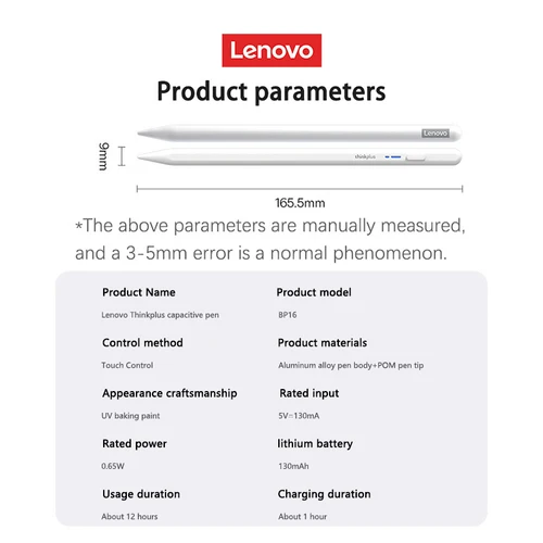 Imagen 2 del producto Lenovo lápiz óptico para tableta móvil Android ios teléfono iPad accesorios tableta de dibujo pantalla capacitiva lápiz táctil BP16