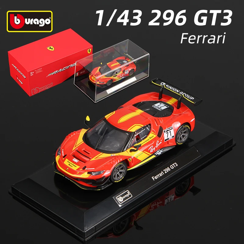 

Bburago 1:43 Ferrari 296 GT3 модель автомобиля гоночный сплав суперкар литые автомобили игрушки литые под давлением Voiture подарочная коллекция