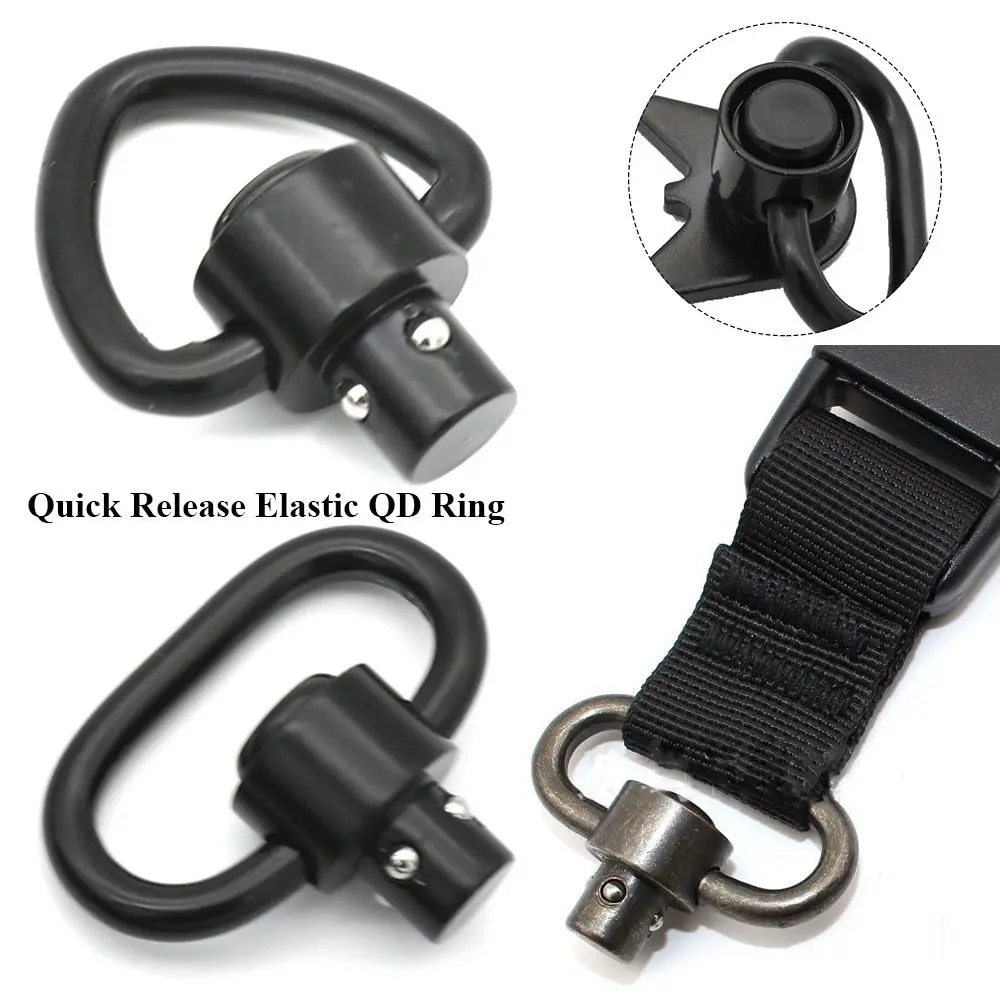 2pcs New Swivel Shoot Slings Black Metal Rings Quick Release Buckle Elastic QD Ring Rotating Buckle Hunting Buckle