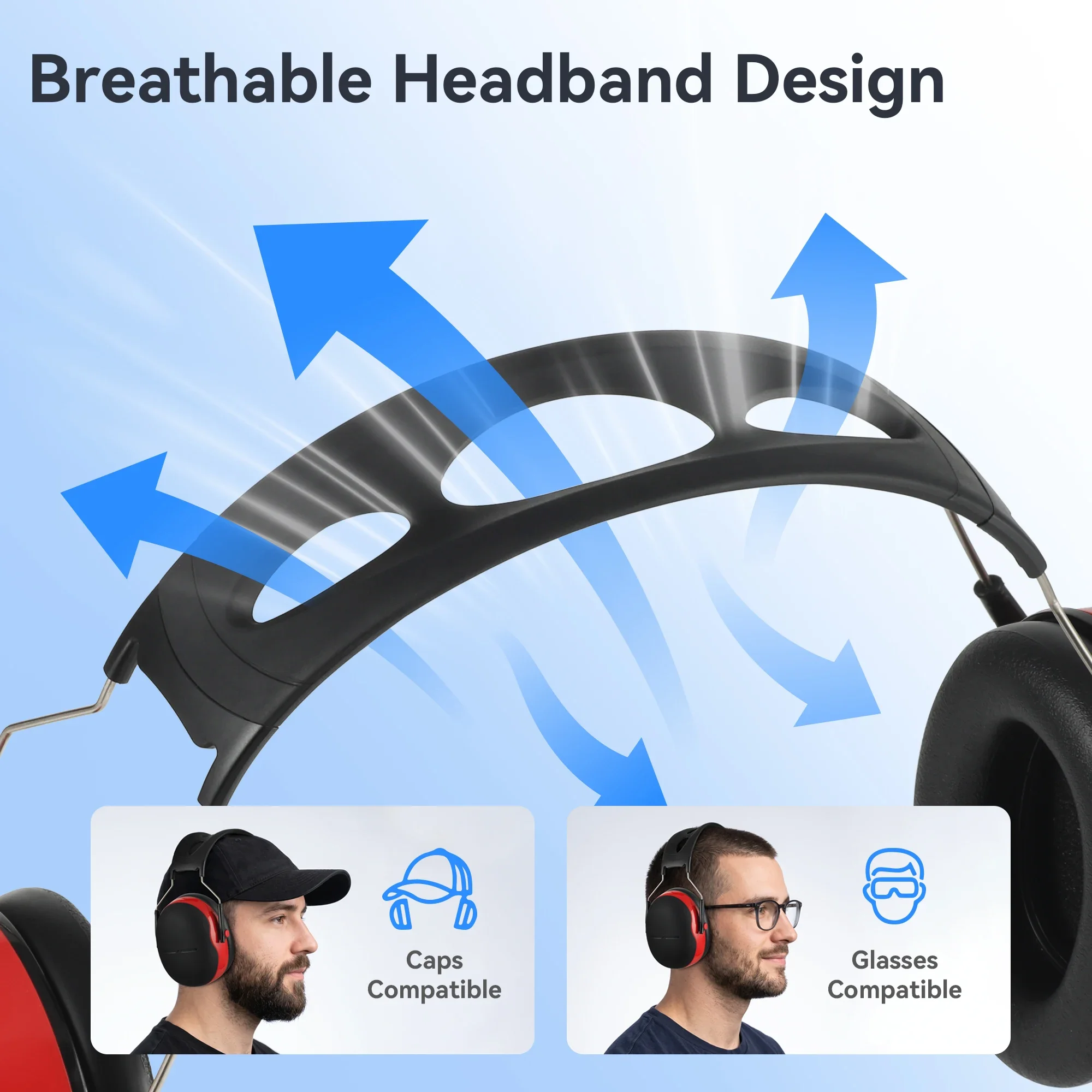 X3A Ear Defenders NRR31dB Hearing Protection Earmuffs Adjustable 360° Rotatable for Shooting Woodworking Study Sport