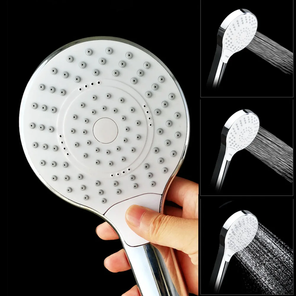 Zloog Big Panel Chrome Shower Head 3 Modes High Pressure Showehead One Click Conversion Rainfall Sprayer Bathroom Accessories