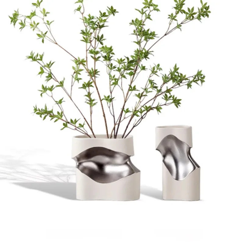 Modern light luxury gold silver Venus waist flower, model room, living room, entrance hall, creative ornament