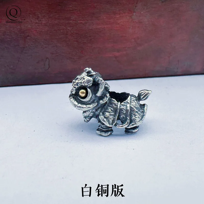 Chinese Traditional Lion Dance Brass Knife Beads EDC Outdoor DIY Paracord Handmade Woven Bracelets Accessories Lanyard Pendants