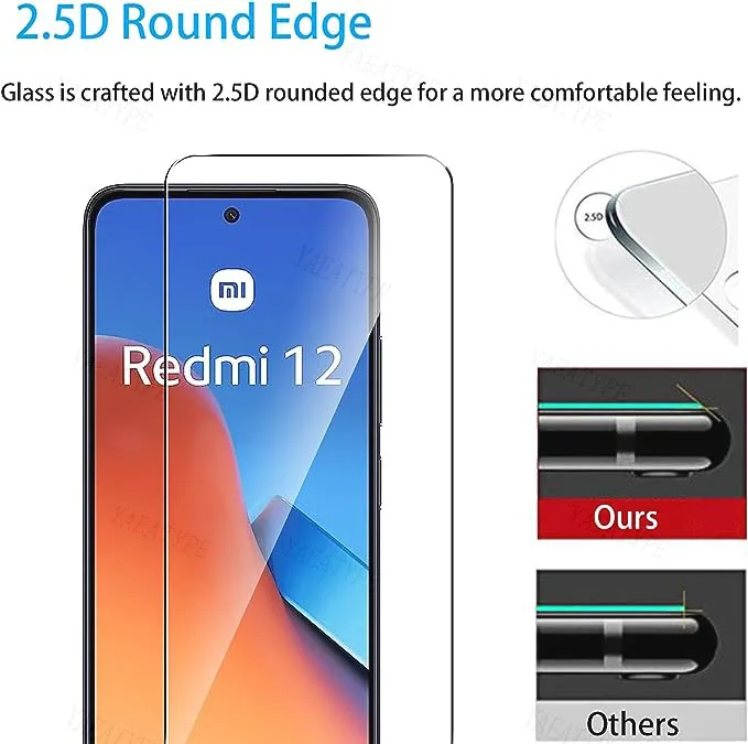 HD Tempered Glass for Xiaomi Redmi 12 6.79 Inch 9H Clear Screen Protector for Redmi 12 2.5D Protective Front Film