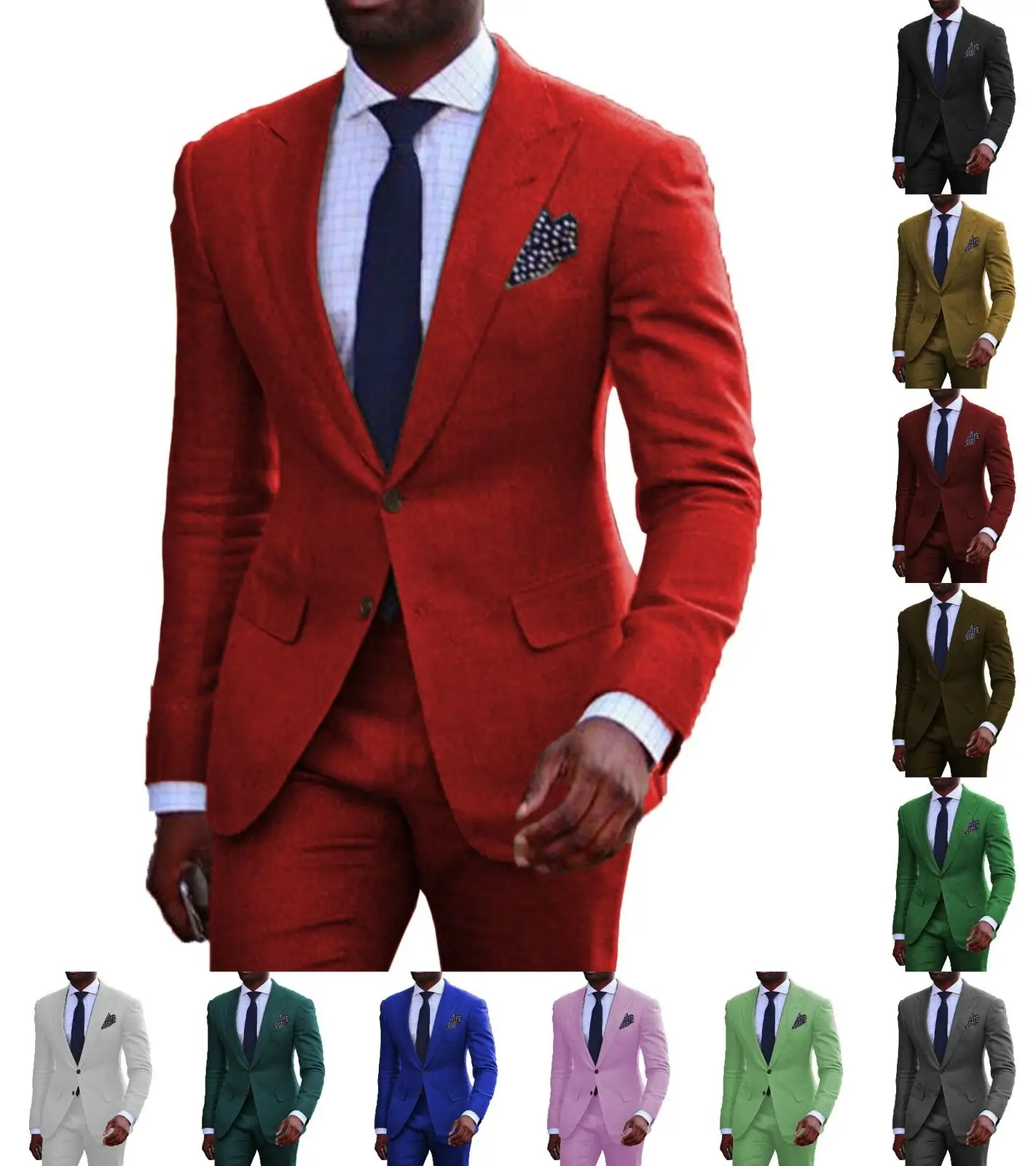 

Formal 2 Piece(Coat+Pant) Mens Suits Solid Groom Prom Tuxedos Wedding Wool Blend Slim Fit Business Blazer