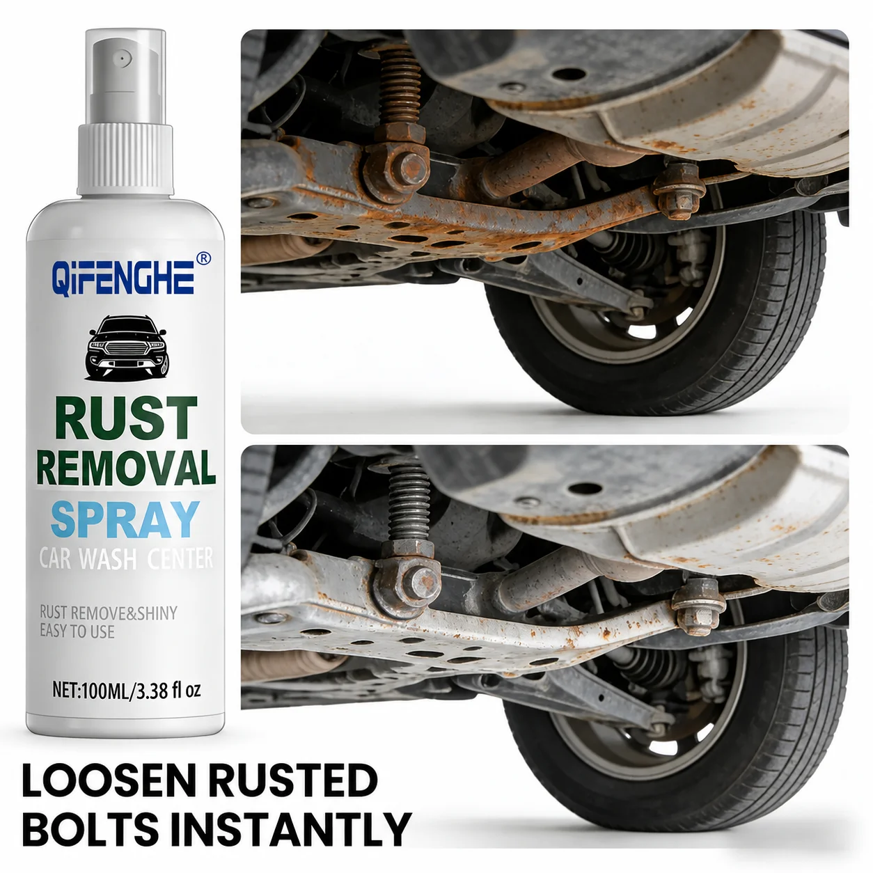 Auto Rust Remover Spray 100ml Penetrating Metal Cleaner Loosen Corroded Bolts Nuts Screws Car Chassis Underbody Maintenance Care