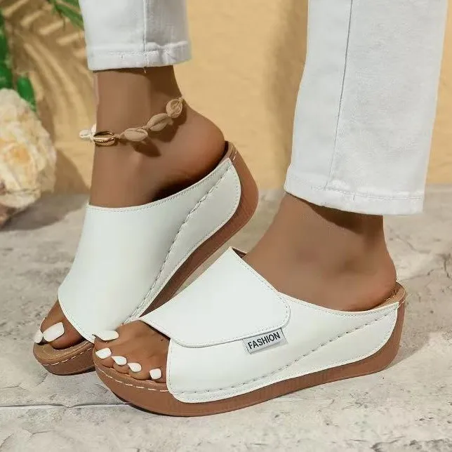 

Women Wedge Slippers Summer 2025 New Fashion Slippers Open Toe Breathable Sandals Comfortable Buckle Woman Shoes Slides Women