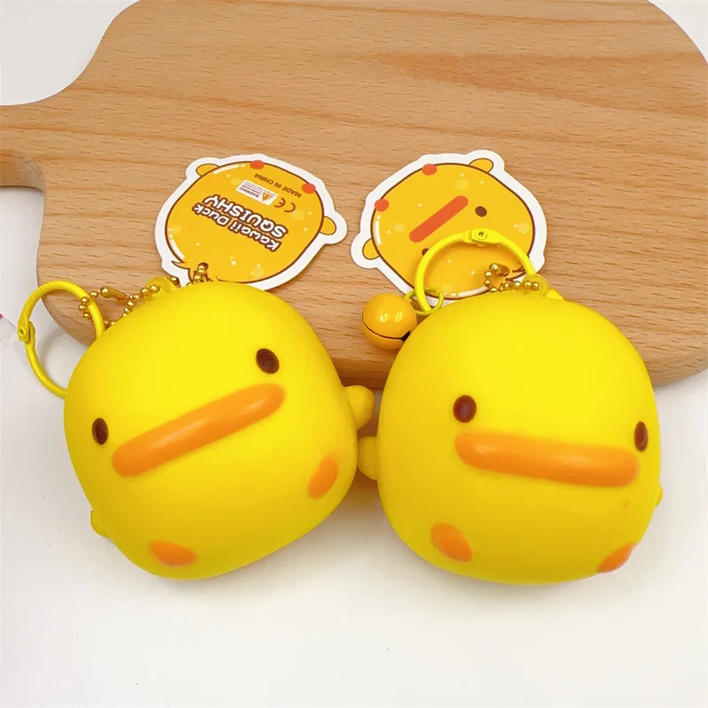 

Cute Simulated Sausage Mouth Yellow Duck PU Slow Rebound Toys Creative Soft Pinch Music Fidget Toy Keychain Backpack Pendant