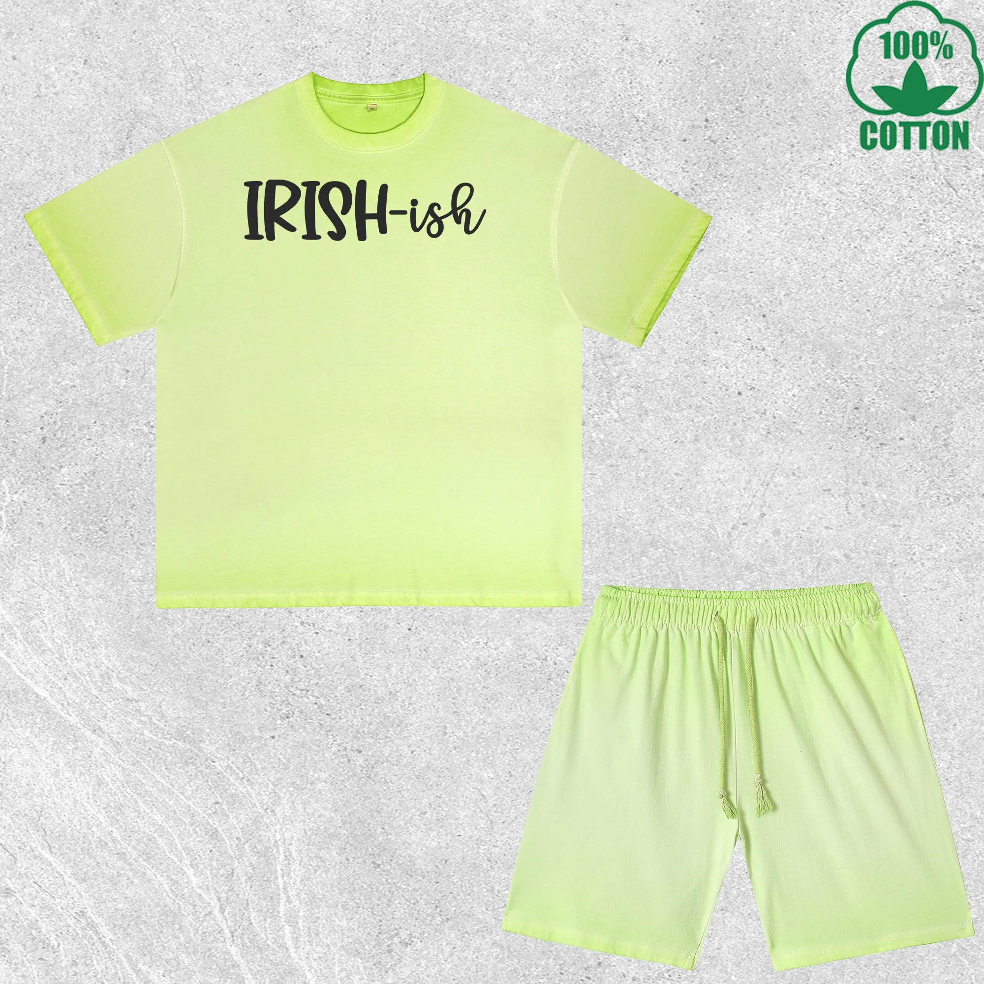 

Irish Ish Printed Dirty Wash T-Shirt Shorts Set Multicolor Combo Loose Trendy Fashionable 100%Cotton Short Value Pack