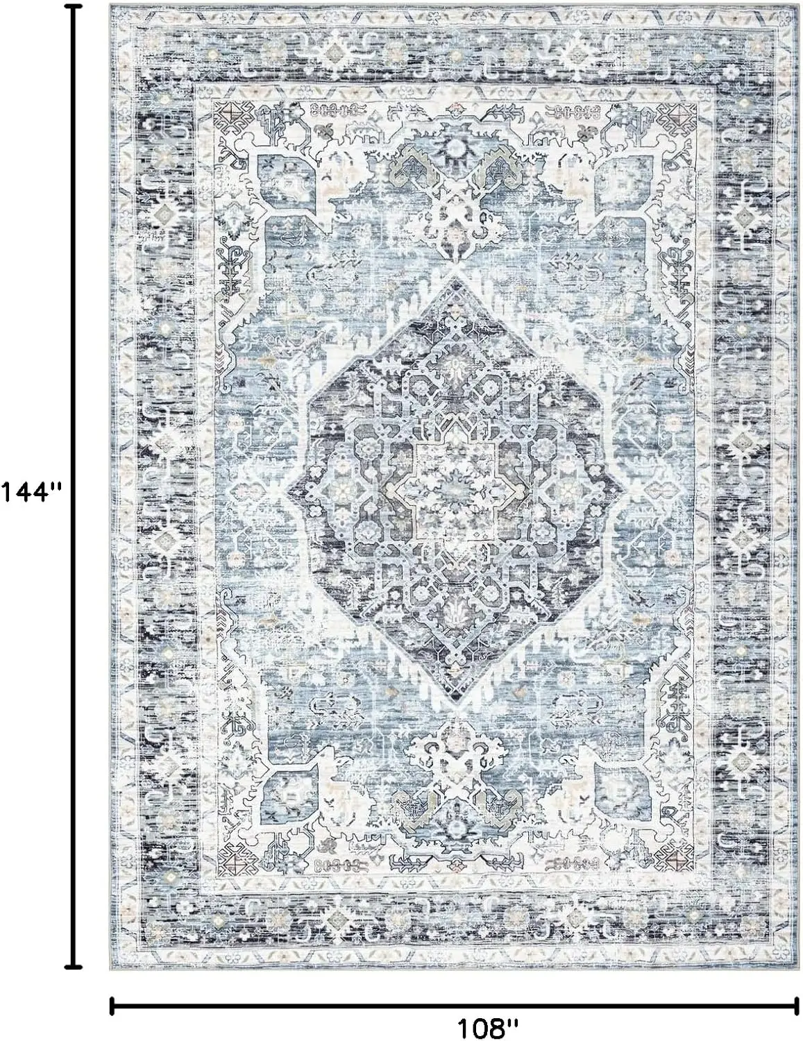 9x12 Vintage Boho Rug, Ultra-Soft Washable Non-Slip Carpet for Living Room Bedroom Office view 2