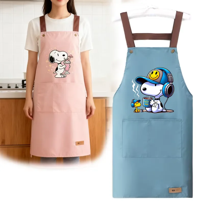 ساحة سنوبيس مقاومة للزيت المقاوم للماء بدون أكمام بينافور للنساء والرجال كارتون المنزل الخبز مطعم الشواء مآزر القهوة هدية
