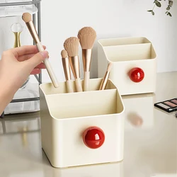Dopamine Makeup Brush Cute Creative Desktop Vanity Brush Cream Style Square Division Red Ball Vanity Lipstick Pen Bucket Box