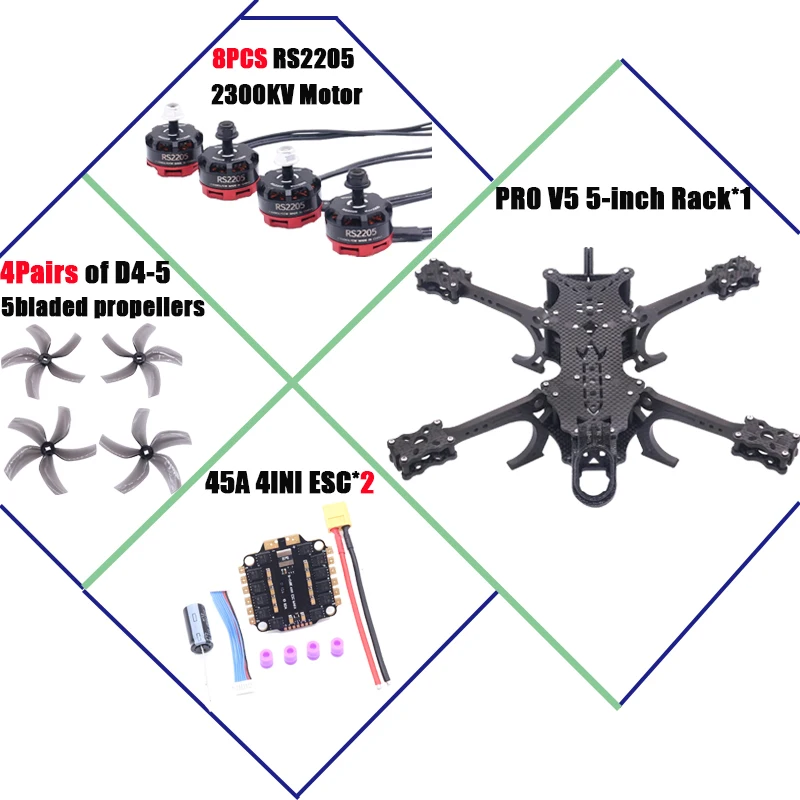 B-CUBE PRO V5 5 pulgadas FPV Drone marco Kit fibra de carbono Racing Quadcopter Freestyle INAV Beatflight F722 Ardupilot Control de vuelo
