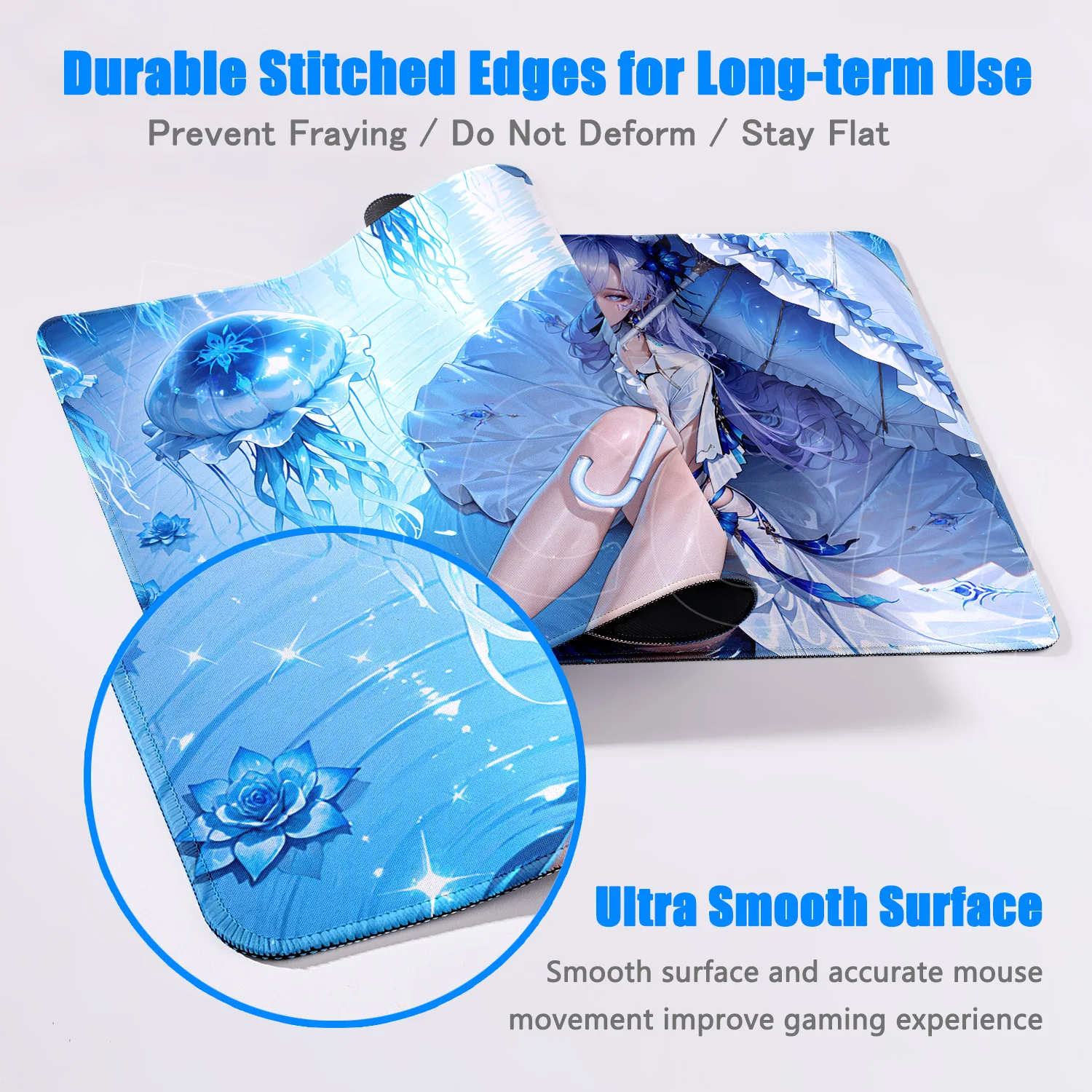 แผ่นรองเมาส์ลายสาวอนิเมะสุดเซ็กซี่ ลายคลื่นทะเลที่น่าหลงใหล ขนาดใหญ่พิเศษ XXL สำหรับแล็ปท็อป 1200×600 มม. กันลื่น