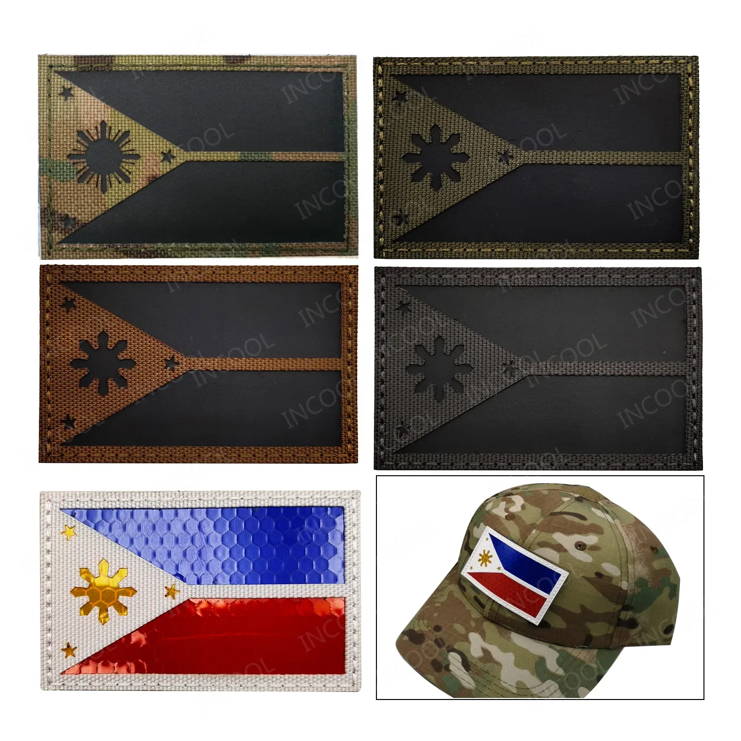 Philippines Flag Embroidered Patches Infrared IR Reflective Patch PVC Rubber Philippine Flags Patch For Clothing Backpack