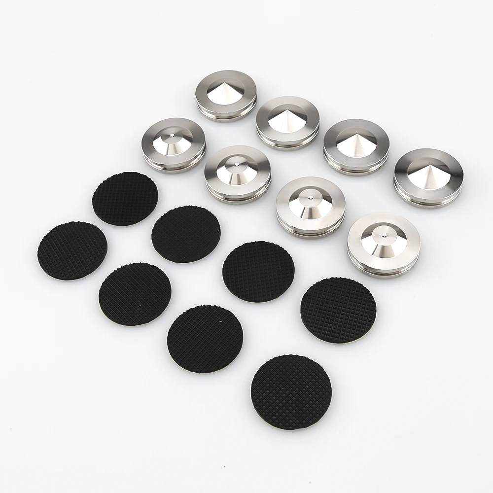 4 Sets Stainless Steel HiFi Speaker Isolation Spike Audio Stand Feet Shock Absorption Anti Vibration Pads Base for Audio Gear