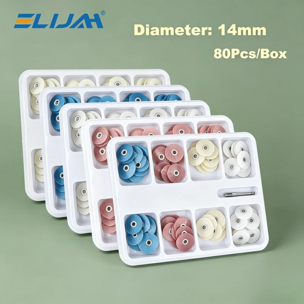 

Dental Polishing Discs 14mm 80Pcs/Kit Coarse to Extra-Fine Composite Finishing Discs Shank Teeth Whitening Material Dentist